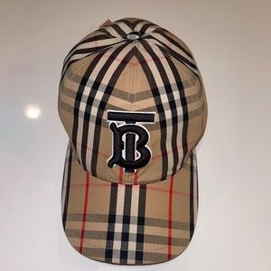 Burberry Monogram Motif Vintage Check Cotton Baseball Cap